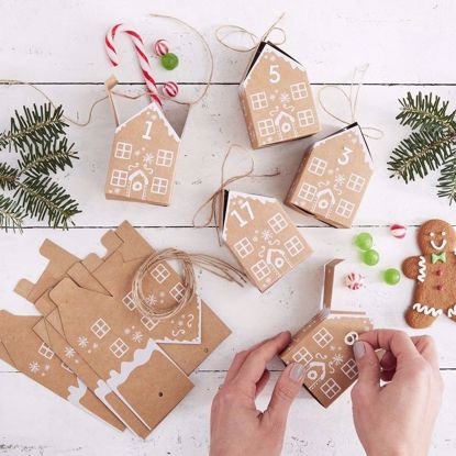 Picture of GINGERBREAD HOUSE CHRISTMAS ADVENT CALENDAR BOXES - LET IT SNOW