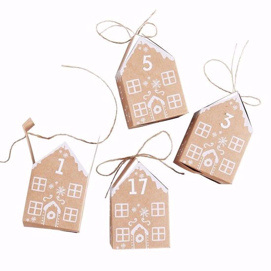 Picture of GINGERBREAD HOUSE CHRISTMAS ADVENT CALENDAR BOXES - LET IT SNOW
