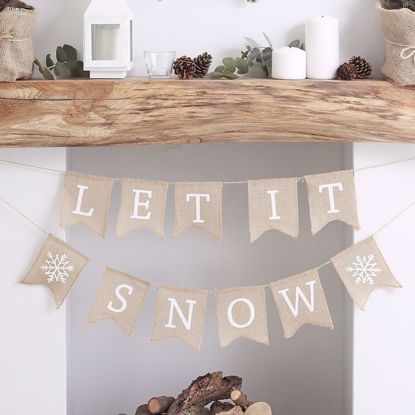 Picture of HESSIAN BURLAP SANTA STOP HERE BUNTING - RUSTIC CHRISTMAS