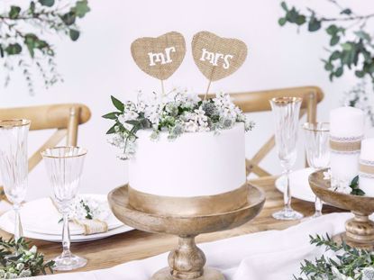 Picture of Hessian Wedding Cake Toppers Mr Mrs
