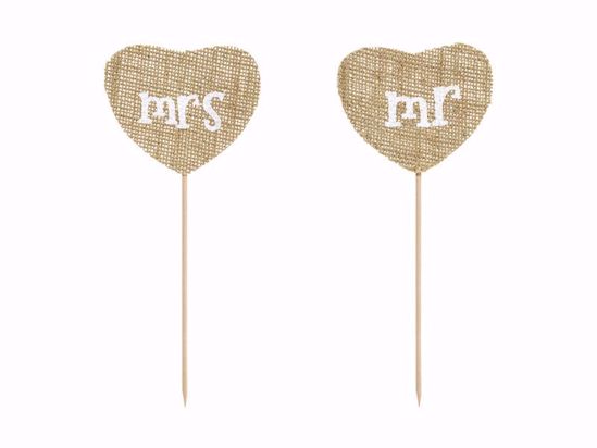Picture of Hessian Wedding Cake Toppers Mr Mrs