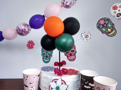 Picture of Balloon Cake Topper Halloween Orange Black Green