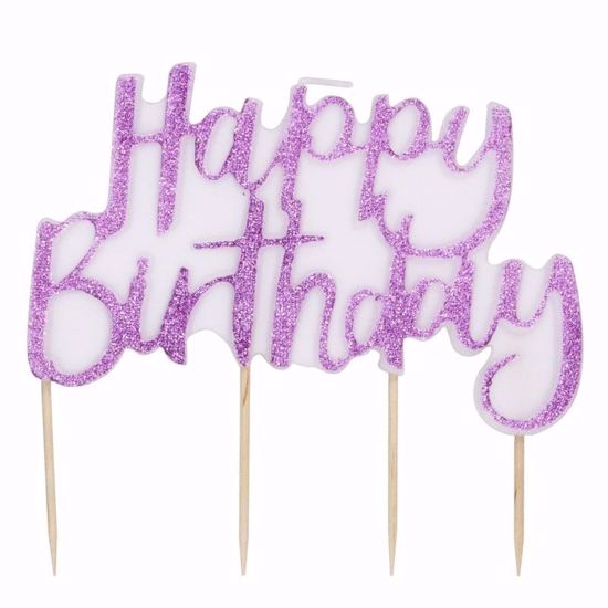 Picture of PINK GLITTER HAPPY BIRTHDAY CAKE CANDLE