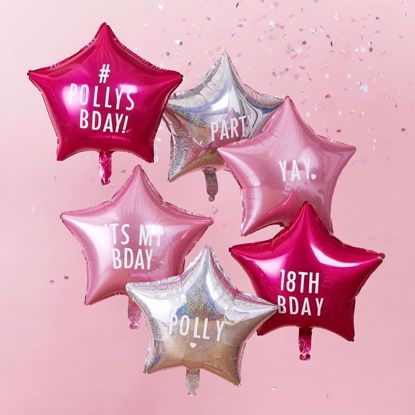 Picture of PERSONALISABLE STAR PARTY BALLOONS WITH STICKERS