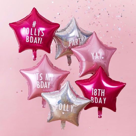 Picture of PERSONALISABLE STAR PARTY BALLOONS WITH STICKERS