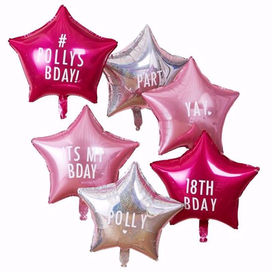 Picture of PERSONALISABLE STAR PARTY BALLOONS WITH STICKERS