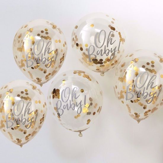 Picture of Oh Baby Gold Confetti Balloons