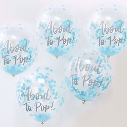 Picture of About To Pop Blue Confetti Balloons