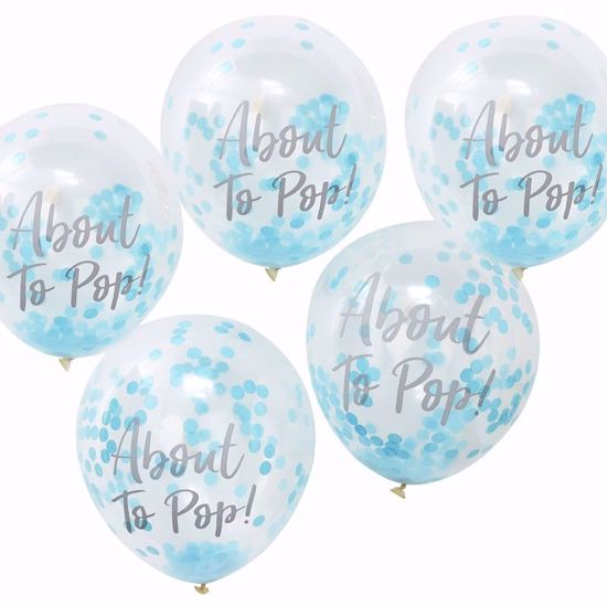 Picture of About To Pop Blue Confetti Balloons