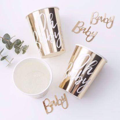 Picture of Oh Baby Gold Foil Party Cups