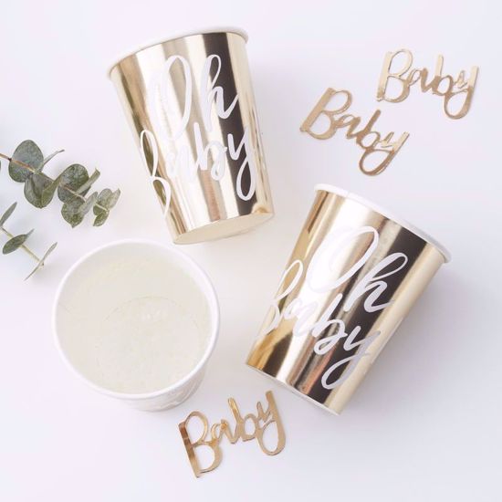 Picture of Oh Baby Gold Foil Party Cups