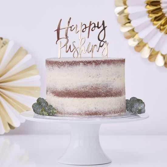 Picture of Cake Topper Gold Happy Pushing