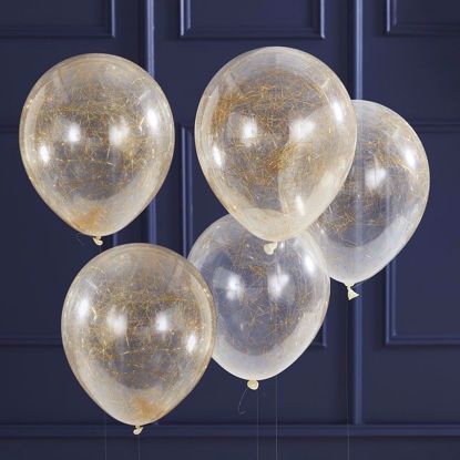 Picture of GOLD ANGEL HAIR FILLED PARTY CONFETTI BALLOONS