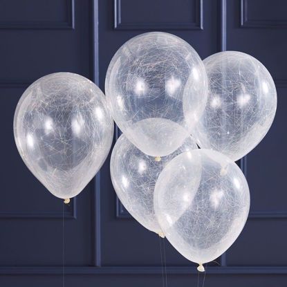 Picture of SILVER ANGEL HAIR FILLED PARTY CONFETTI BALLOONS