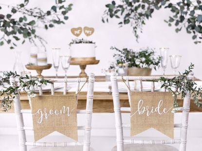 Picture of Bride Groom Chair Banner Sign