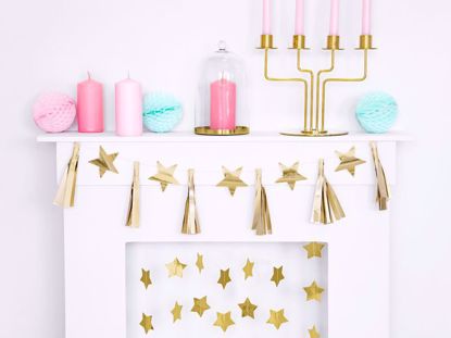 Picture of Paper garland - Gold tassels Stars Bunting Christmas Decorations