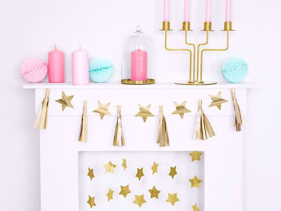 Picture of Paper garland - Gold tassels Stars Bunting Christmas Decorations