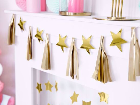 Picture of Paper garland - Gold tassels Stars Bunting Christmas Decorations