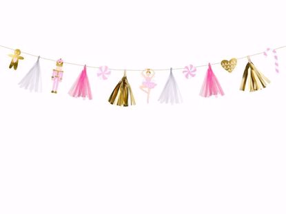 Picture of Christmas Paper garland tags - Gold tassels Stars Bunting Banner New Year Christmas