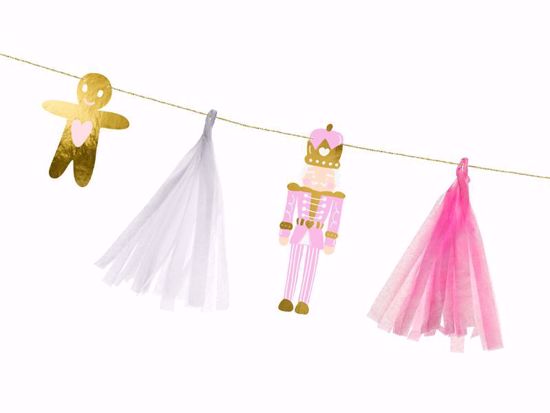Picture of Christmas Paper garland tags - Gold tassels Stars Bunting Banner New Year Christmas