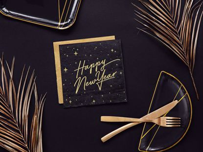 Picture of Happy New Year Napkins Tissue Paper Party Decorations Black Gold