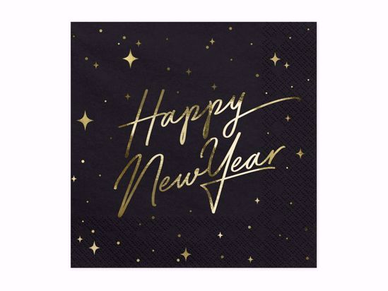Picture of Happy New Year Napkins Tissue Paper Party Decorations Black Gold