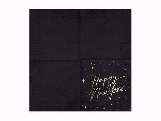 Picture of Happy New Year Napkins Tissue Paper Party Decorations Black Gold