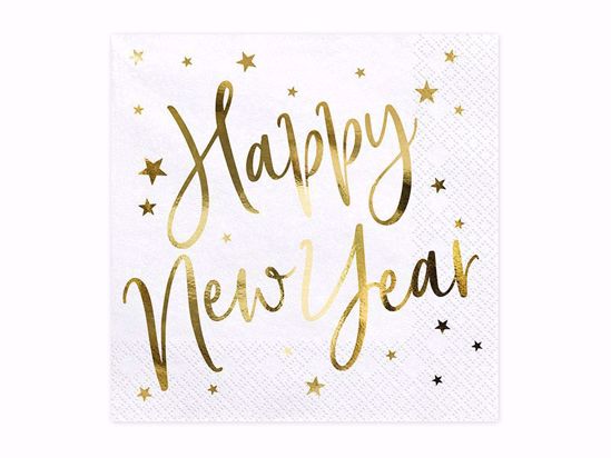 Picture of Happy New Year Napkins Tissue Paper Party Decorations White Gold