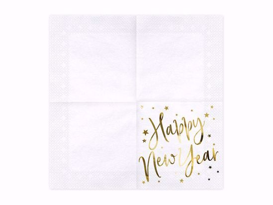 Picture of Happy New Year Napkins Tissue Paper Party Decorations White Gold