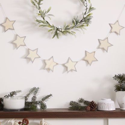 Picture of Wooden Star Bunting with glitter edges Christmas Garland Traditional