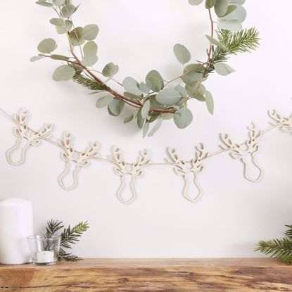 Picture of Wooden Stag Bunting Christmas Garland Traditional