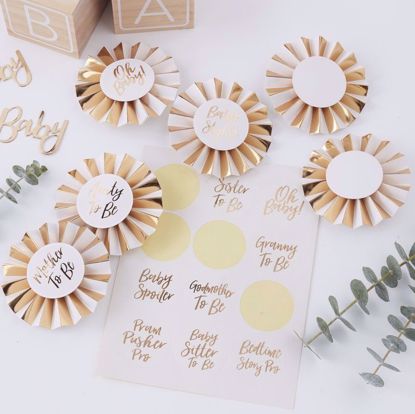 Picture of Oh Baby Shower Badges Mum To Be Sash Party Decorations Gold