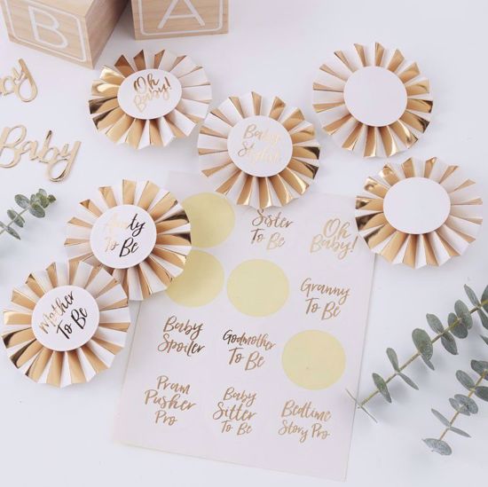 Picture of Oh Baby Shower Badges Mum To Be Sash Party Decorations Gold
