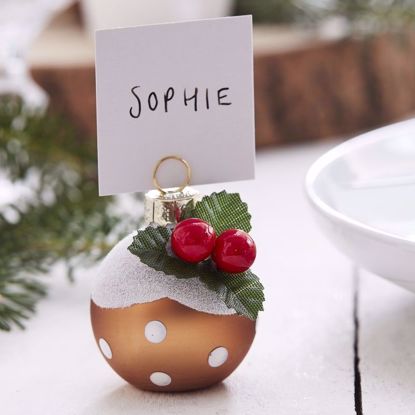 Picture of Christmas Pudding Bauble Place Card Holders