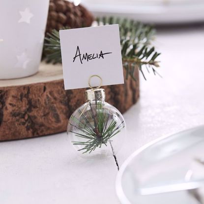 Picture of Bauble Glass Card Place Holder Christmas Foliage