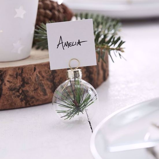 Picture of Bauble Glass Card Place Holder Christmas Foliage