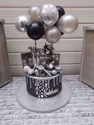 Picture of Balloon Cake Topper Mini Garland Silver Confetti
