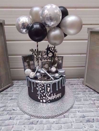 Picture of Balloon Cake Topper Mini Garland Silver Confetti