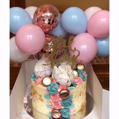 Picture of Balloon Cake Topper Gender Reveal Blue Pink
