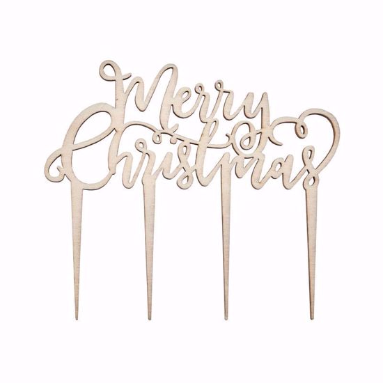 Picture of FESTIVE WOODEN MERRY CHRISTMAS CAKE TOPPER