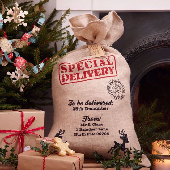 Picture of HESSIAN CHRISTMAS SANTA SACK - VINTAGE NOEL