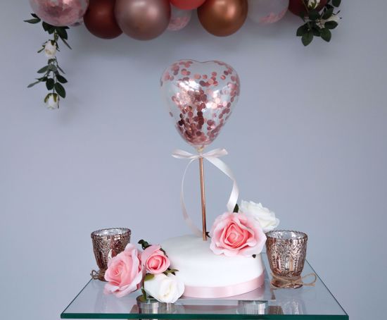 Picture of Balloon Cake Topper Heart Rose Gold Confetti