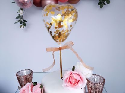 Picture of Balloon Cake Topper Heart Gold Confetti