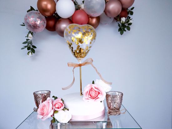 Picture of Balloon Cake Topper Heart Gold Confetti