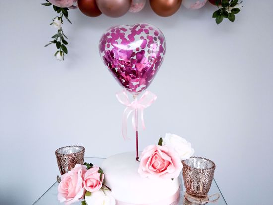 Picture of Balloon Cake Topper Heart Fuchsia Pink Confetti