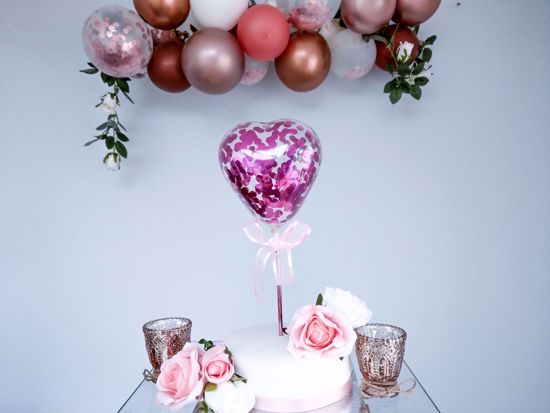 Picture of Balloon Cake Topper Heart Fuchsia Pink Confetti