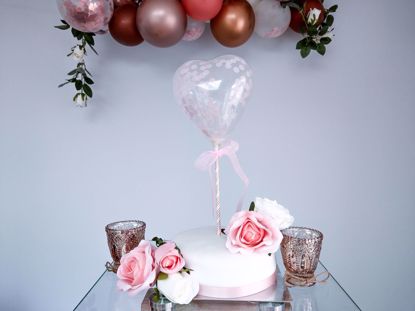 Picture of Balloon Cake Topper Heart Baby Pink Confetti