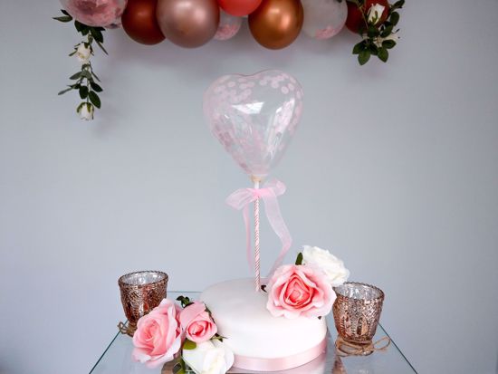 Picture of Balloon Cake Topper Heart Baby Pink Confetti