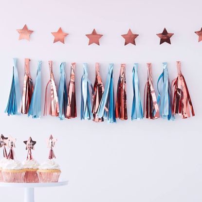 Picture of MATTE BLUE AND ROSE GOLD TASSEL GARLAND - TWINKLE TWINKLE