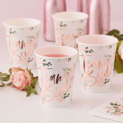 Picture of TEAM BRIDE FLORAL PAPER CUPS - FLORAL HEN PARTY